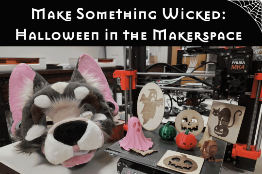 Masks, 3d prints and lazer cut wood of pumpkins, ghosts and cats and bats.