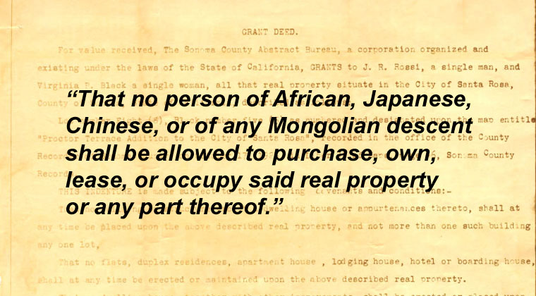 That no peson of African, Japanese, Chinese, or of any Mongoloan descent shall be allowed to purchase, own, lease, or occupy said real property or ny part thereof.