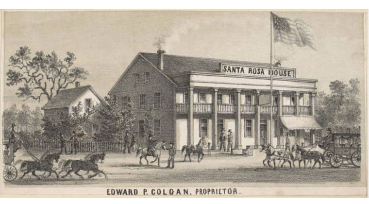 House with a label Santa Rosa.Edward P. Colgan, Proprietor.