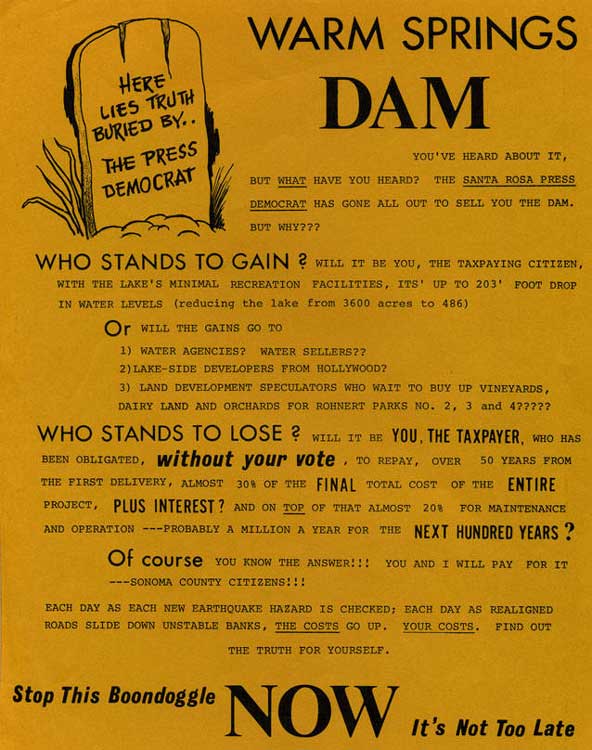 Flyer about Warm Springs Dam