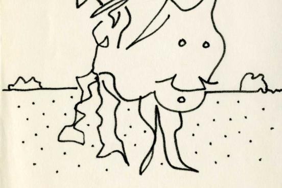 Line drawing with Walt Phillips signature at bottom.