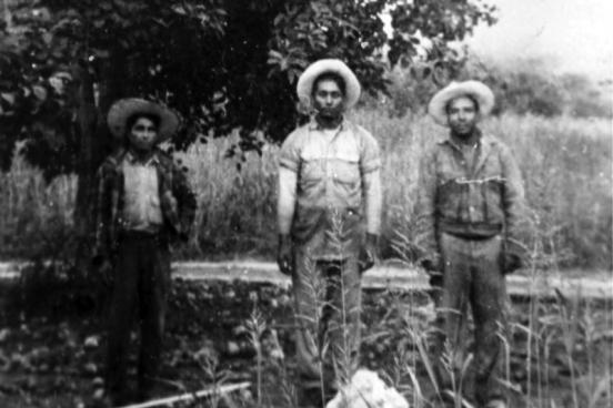 3 men in a field.