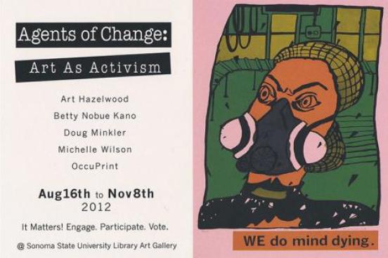 Postcard used for Agent of Change gallery exhibit.