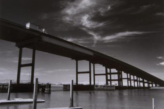 Truck on Petaluma River Bridge from below