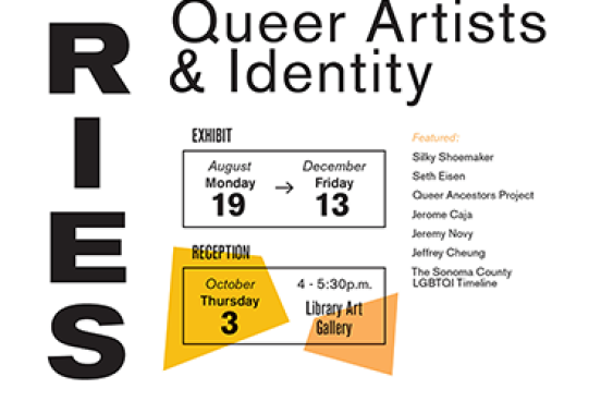 Postcard for the Queries, Queer Artists & Identity exhibit at the University Art Gallery.  From August 19 - Friday December 13