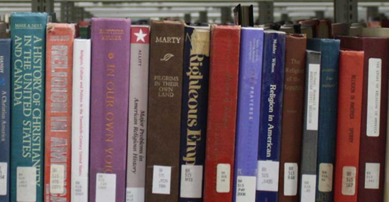 A row of books.