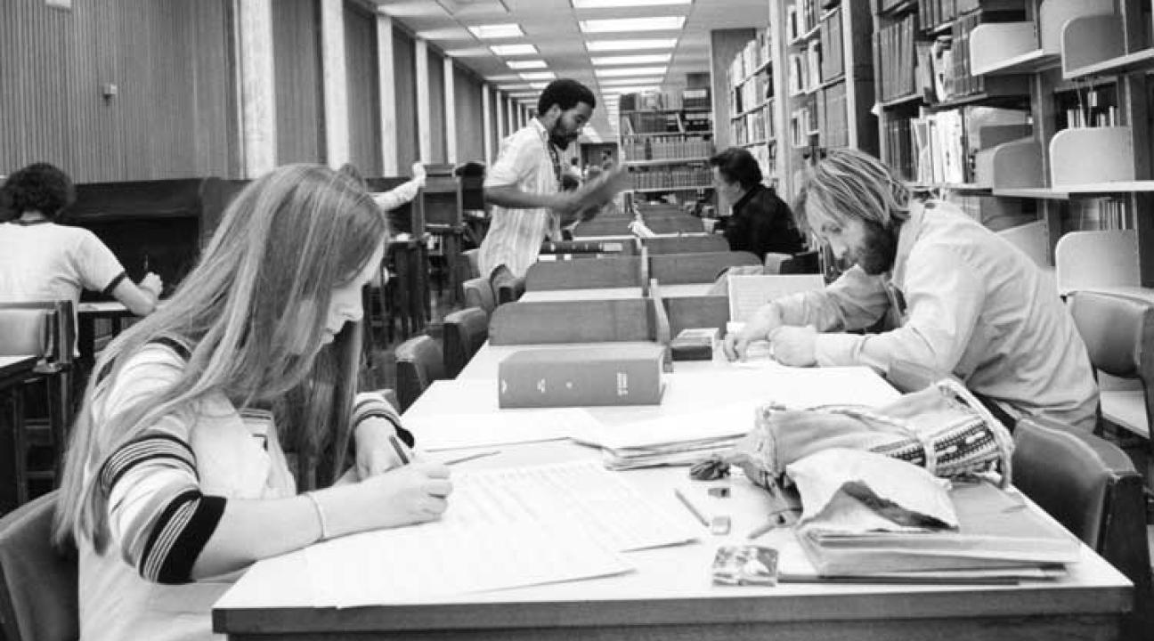 Students studying at the library