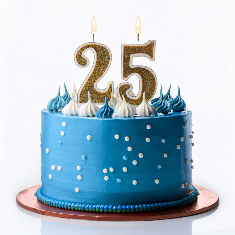 Cake with 25th anniversary candles