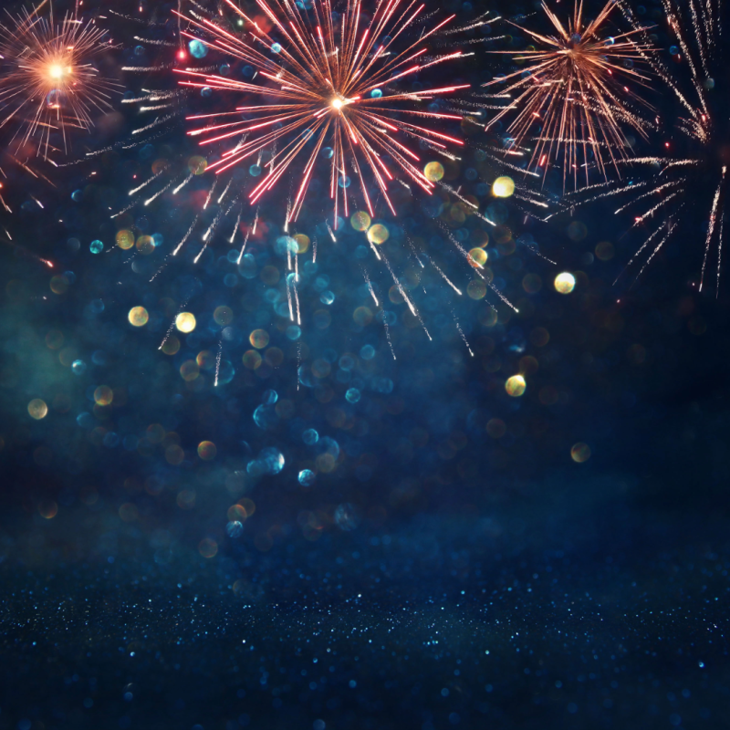 Fireworks against a night sky.