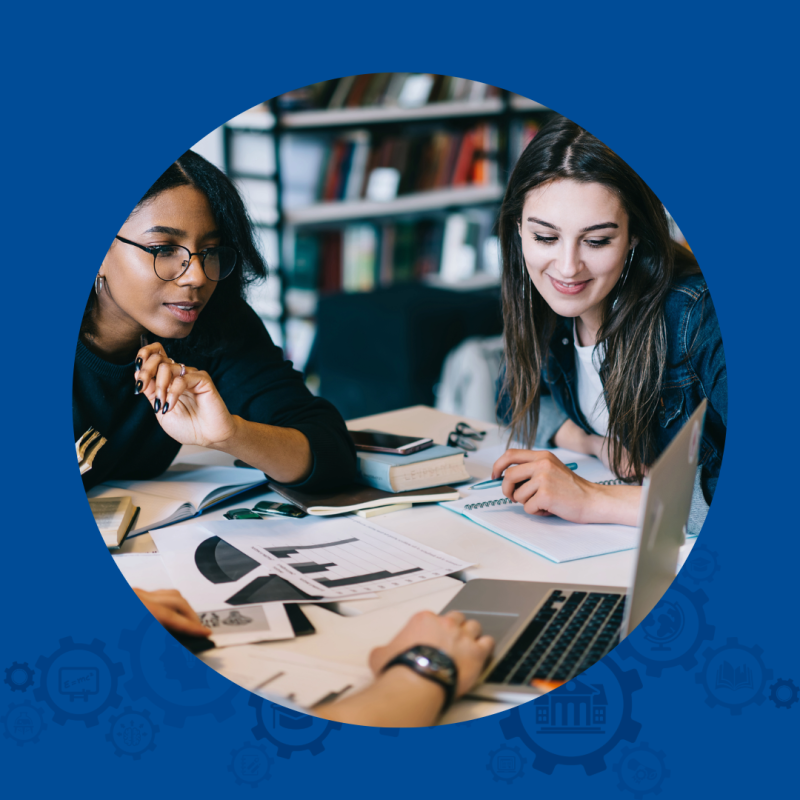 Students studying in the library