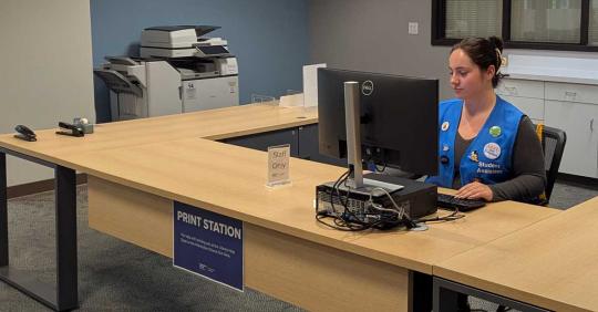 Student at the help desk