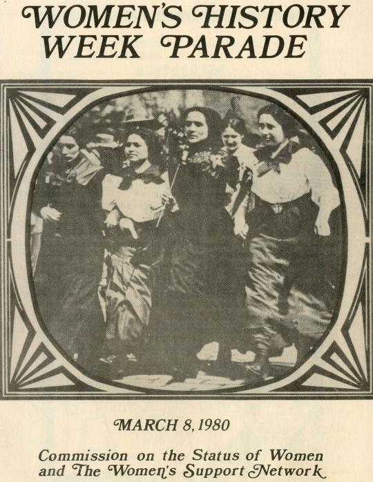 women's Histry week on Parade. March 1980. Commission on the status of women and the women's support network