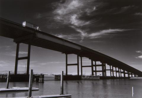 Truck on Petaluma River Bridge from below