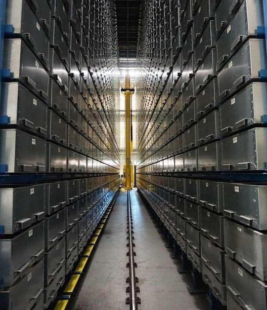 Row of bins in the Atutomatced Retrieval System