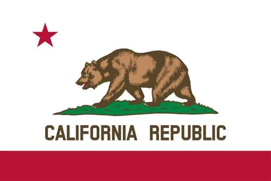 Flag of California, with a bear, red star and text California Republic.
