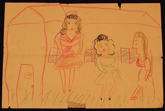 Child's crayon drawing.