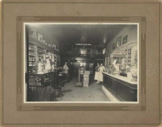 Interior of a drug store.