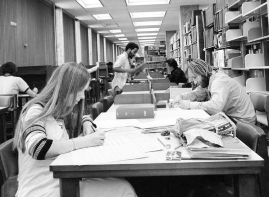 Students studying at the library